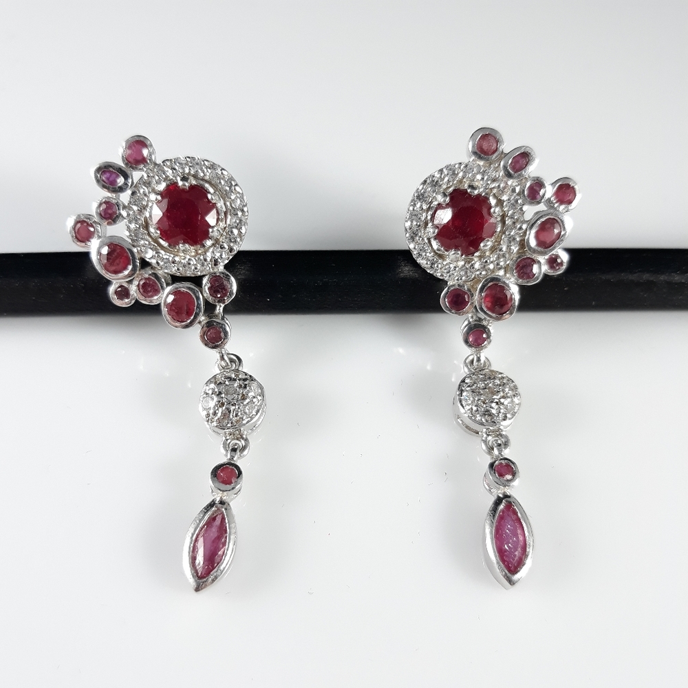 NEW! Red Ruby Earrings on Sterling Silver